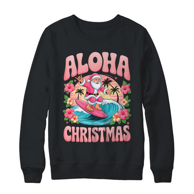Aloha Christmas Santa Claus Surfing Hawaiian Mele Kalikimaka Shirt & Sweatshirt | teecentury