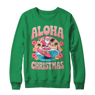 Aloha Christmas Santa Claus Surfing Hawaiian Mele Kalikimaka Shirt & Sweatshirt | teecentury