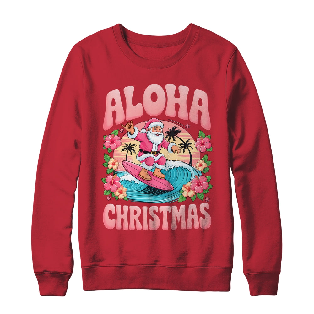 Aloha Christmas Santa Claus Surfing Hawaiian Mele Kalikimaka Shirt & Sweatshirt | teecentury