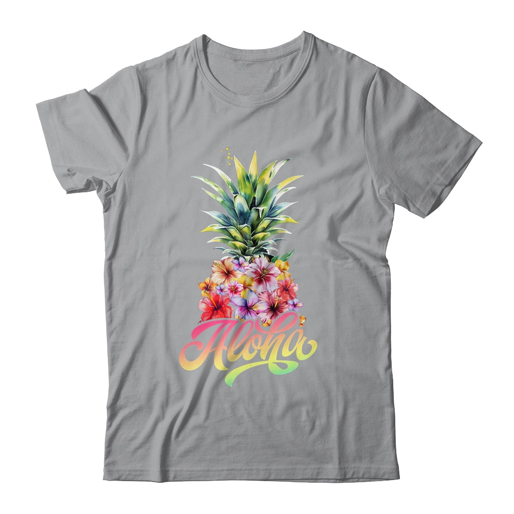 Aloha Hawaiian Pineapple Hibiscus Hawaii Flowers Girl Women Shirt & Tank Top | teecentury