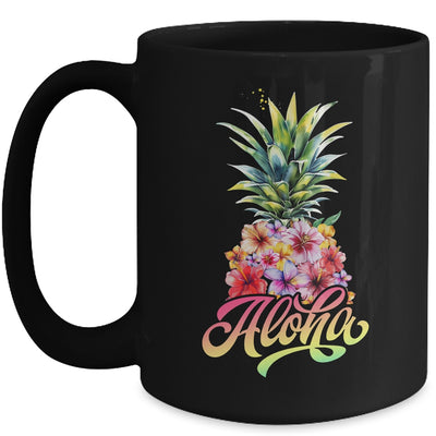 Aloha Hawaiian Pineapple Hibiscus Hawaii Flowers Girl Women Mug | teecentury