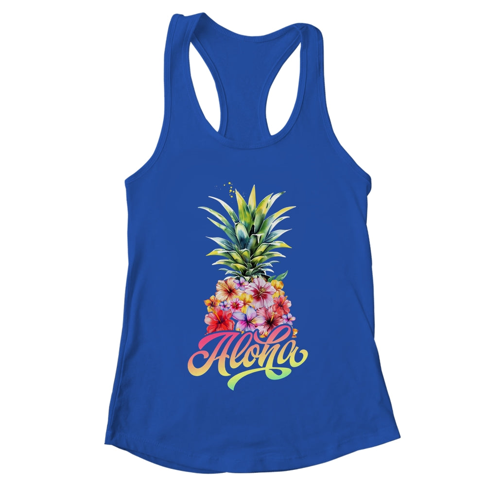 Aloha Hawaiian Pineapple Hibiscus Hawaii Flowers Girl Women Shirt & Tank Top | teecentury