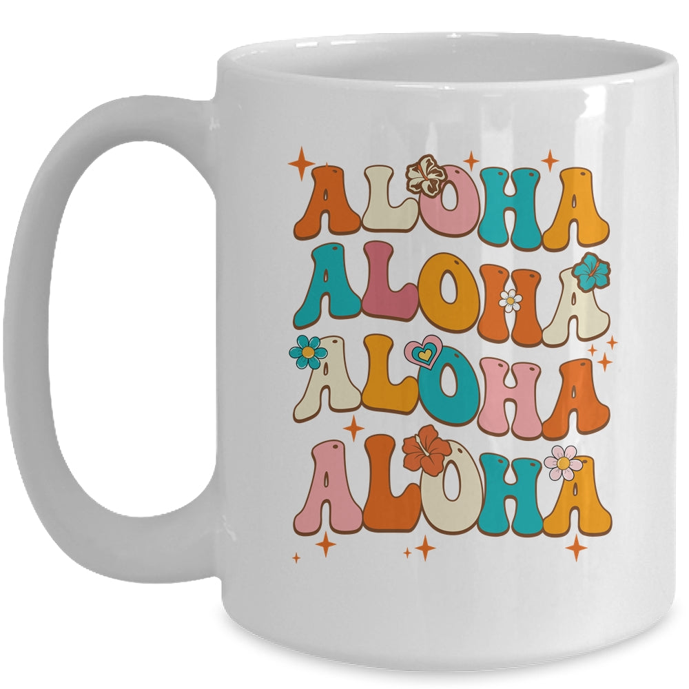 Aloha Hawaiian Vintage Hawaii Vacation Women Girls Groovy Mug | teecentury