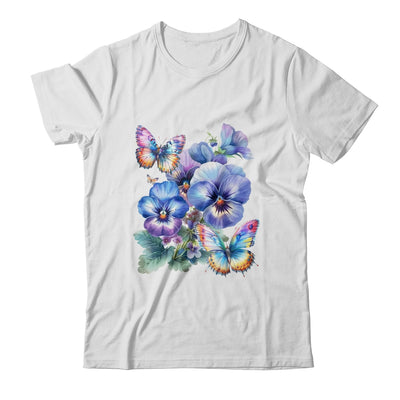Alzheimer's Awareness Purple Floral Pansy Dementia Butterfly Shirt & Tank Top | teecentury