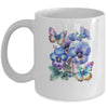 Alzheimer's Awareness Purple Floral Pansy Dementia Butterfly Mug | teecentury