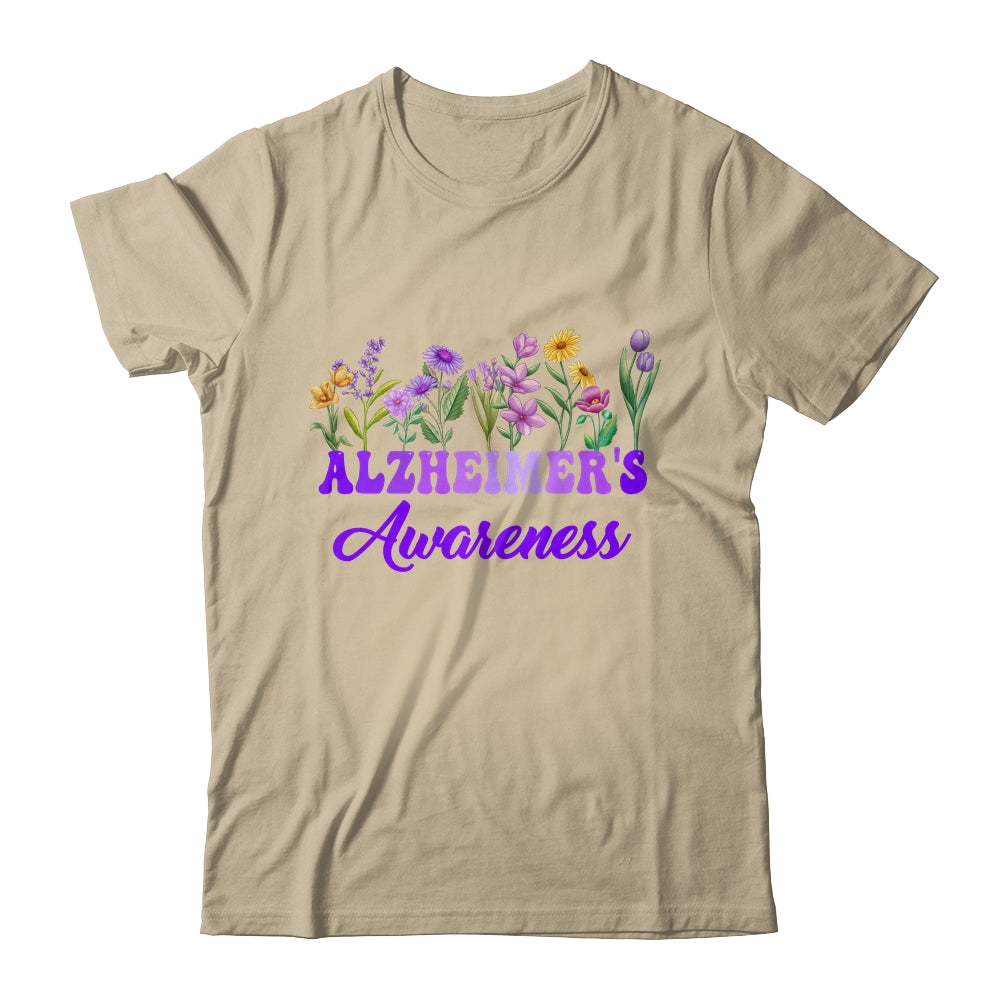 Alzheimer's Awareness Purple Floral Pansy Dementia Retro Shirt & Tank Top | teecentury