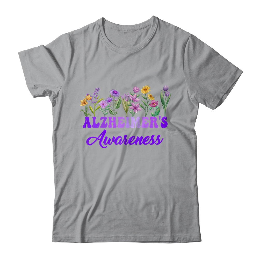 Alzheimer's Awareness Purple Floral Pansy Dementia Retro Shirt & Tank Top | teecentury