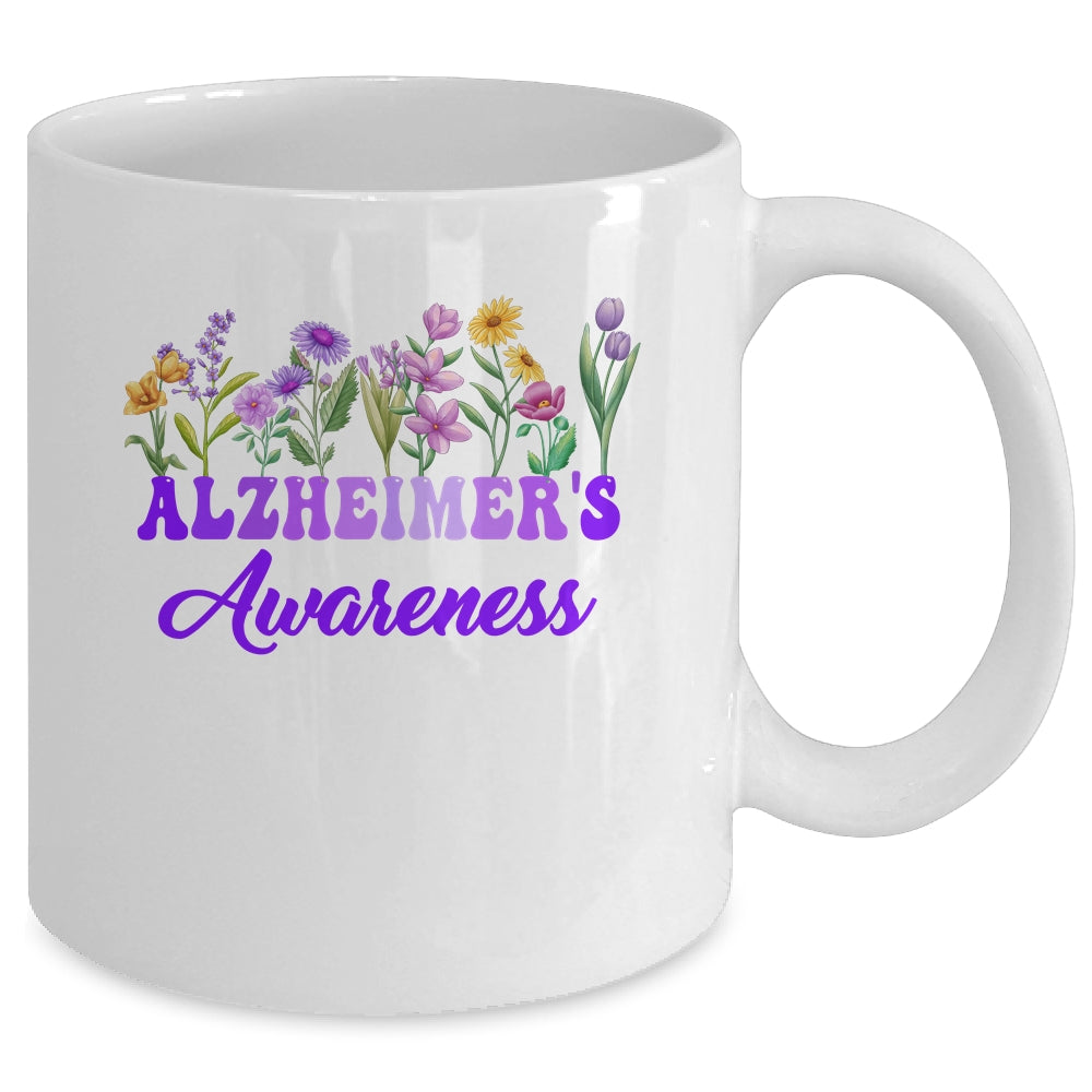 Alzheimer's Awareness Purple Floral Pansy Dementia Retro Mug | teecentury