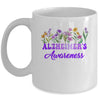 Alzheimer's Awareness Purple Floral Pansy Dementia Retro Mug | teecentury