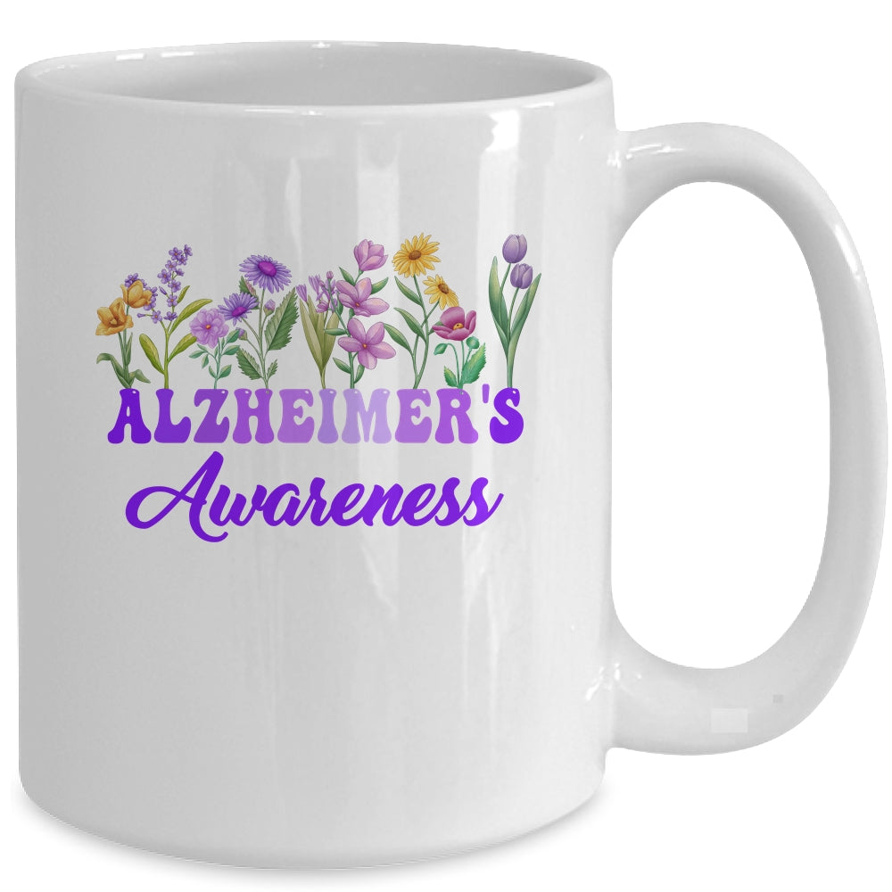 Alzheimer's Awareness Purple Floral Pansy Dementia Retro Mug | teecentury