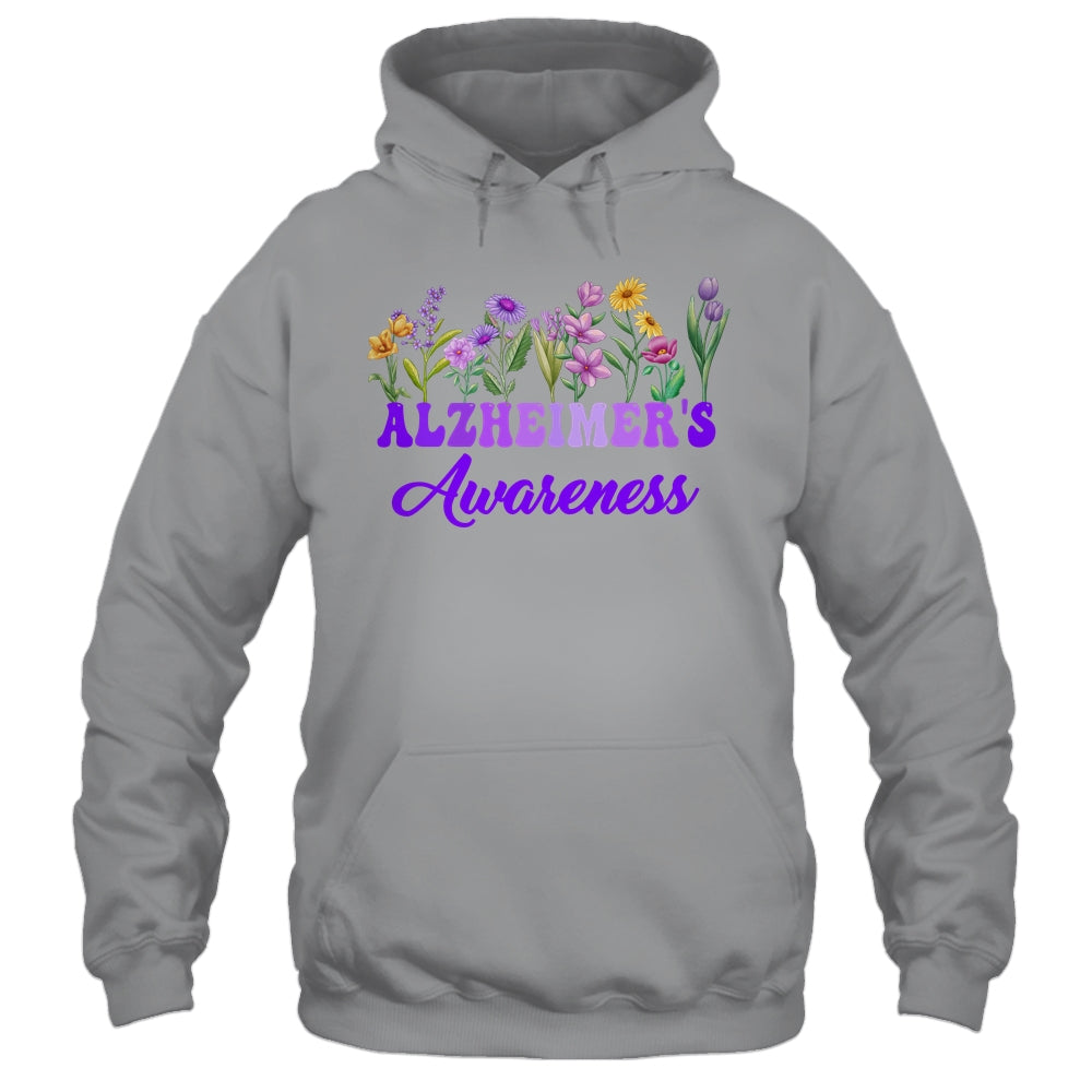 Alzheimer's Awareness Purple Floral Pansy Dementia Retro Shirt & Tank Top | teecentury