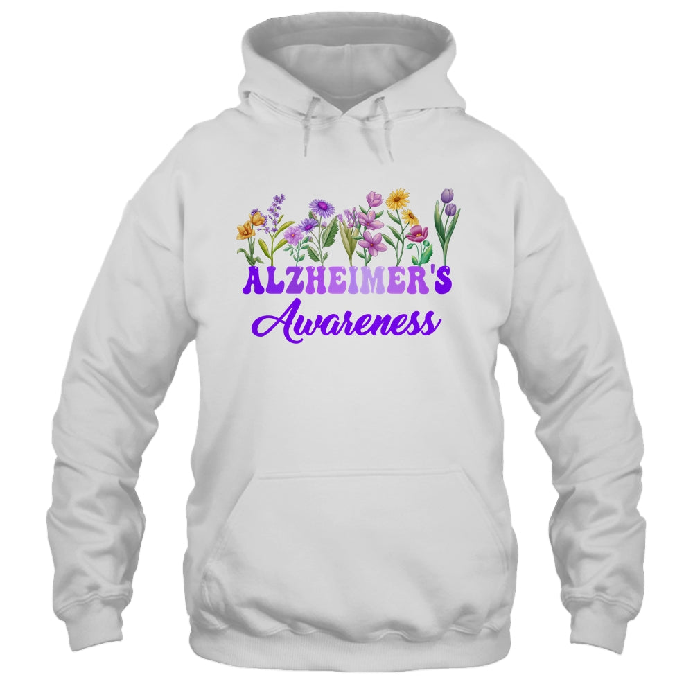Alzheimer's Awareness Purple Floral Pansy Dementia Retro Shirt & Tank Top | teecentury
