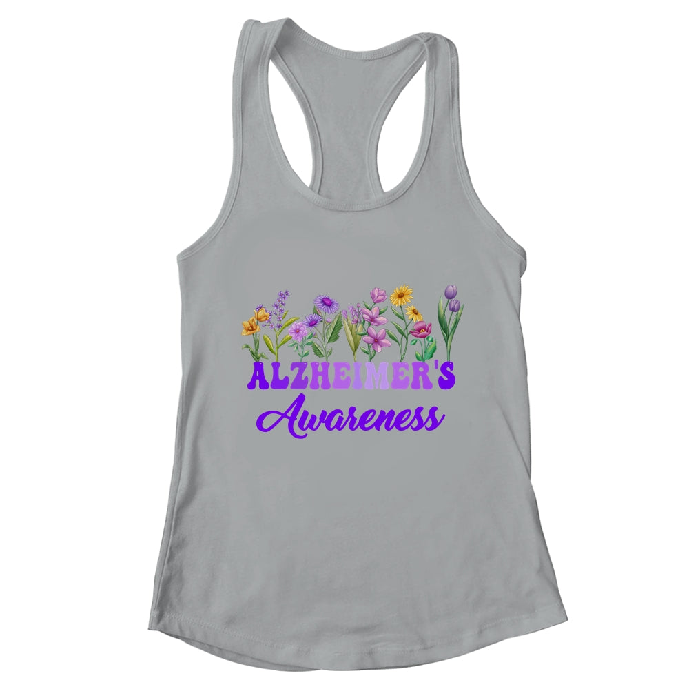 Alzheimer's Awareness Purple Floral Pansy Dementia Retro Shirt & Tank Top | teecentury