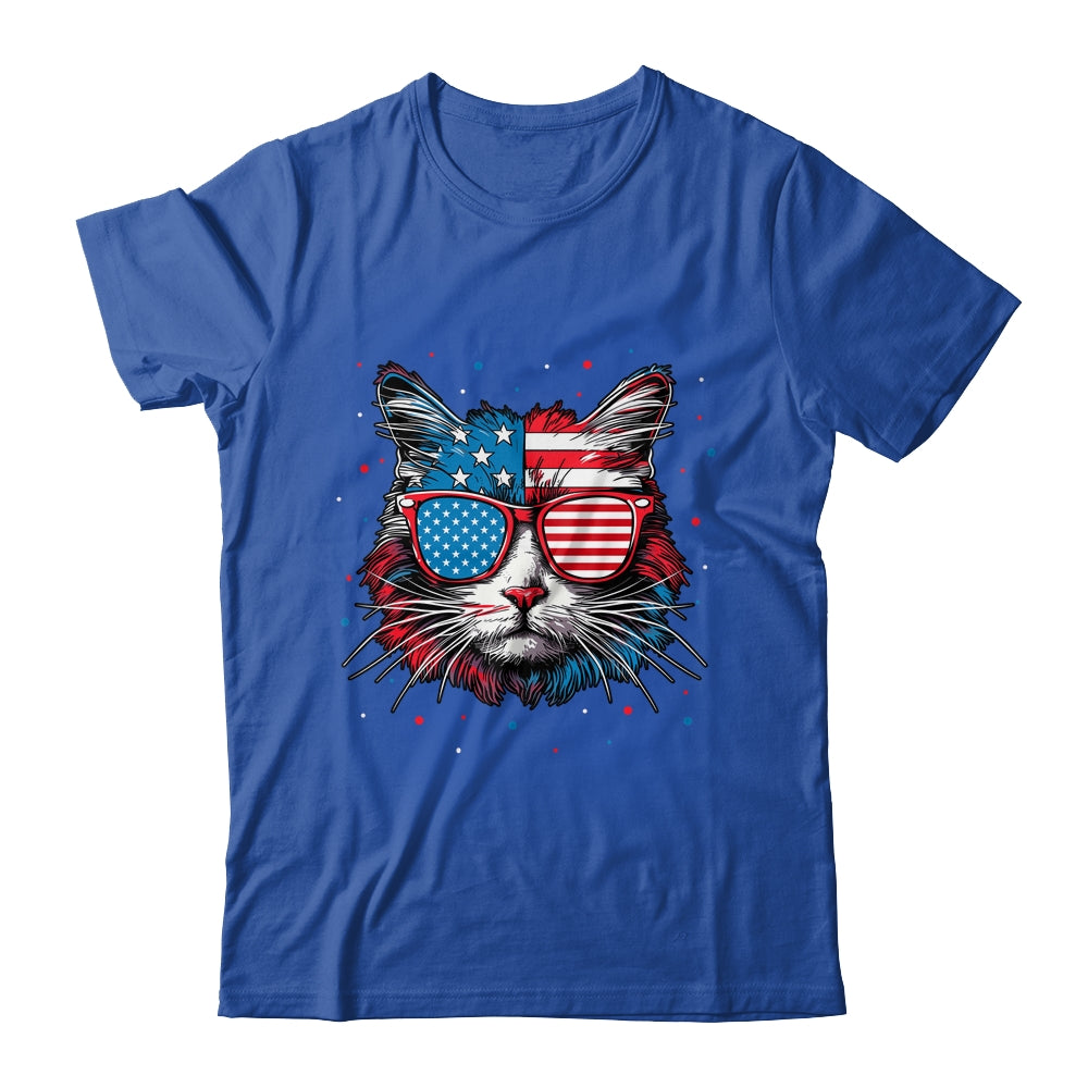 American Cat Sunglasses USA Flag 4th Of July Cat Graphic Shirt & Tank Top | teecentury