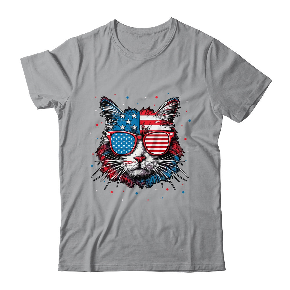 American Cat Sunglasses USA Flag 4th Of July Cat Graphic Shirt & Tank Top | teecentury