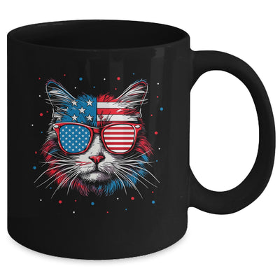 American Cat Sunglasses USA Flag 4th Of July Cat Graphic Mug | teecentury