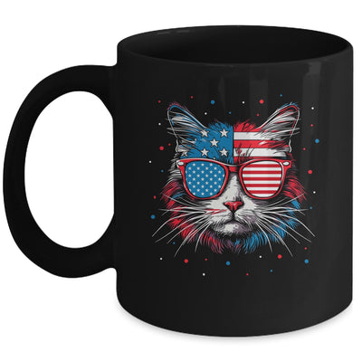 American Cat Sunglasses USA Flag 4th Of July Cat Graphic Mug | teecentury