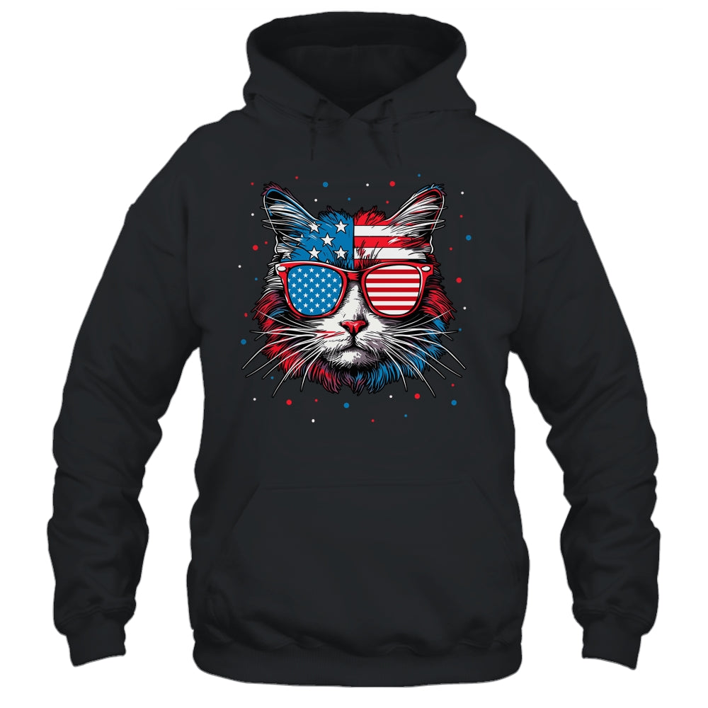 American Cat Sunglasses USA Flag 4th Of July Cat Graphic Shirt & Tank Top | teecentury
