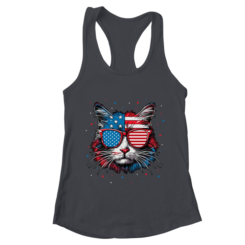 American Cat Sunglasses USA Flag 4th Of July Cat Graphic Shirt & Tank Top | teecentury