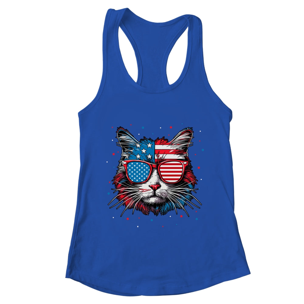 American Cat Sunglasses USA Flag 4th Of July Cat Graphic Shirt & Tank Top | teecentury
