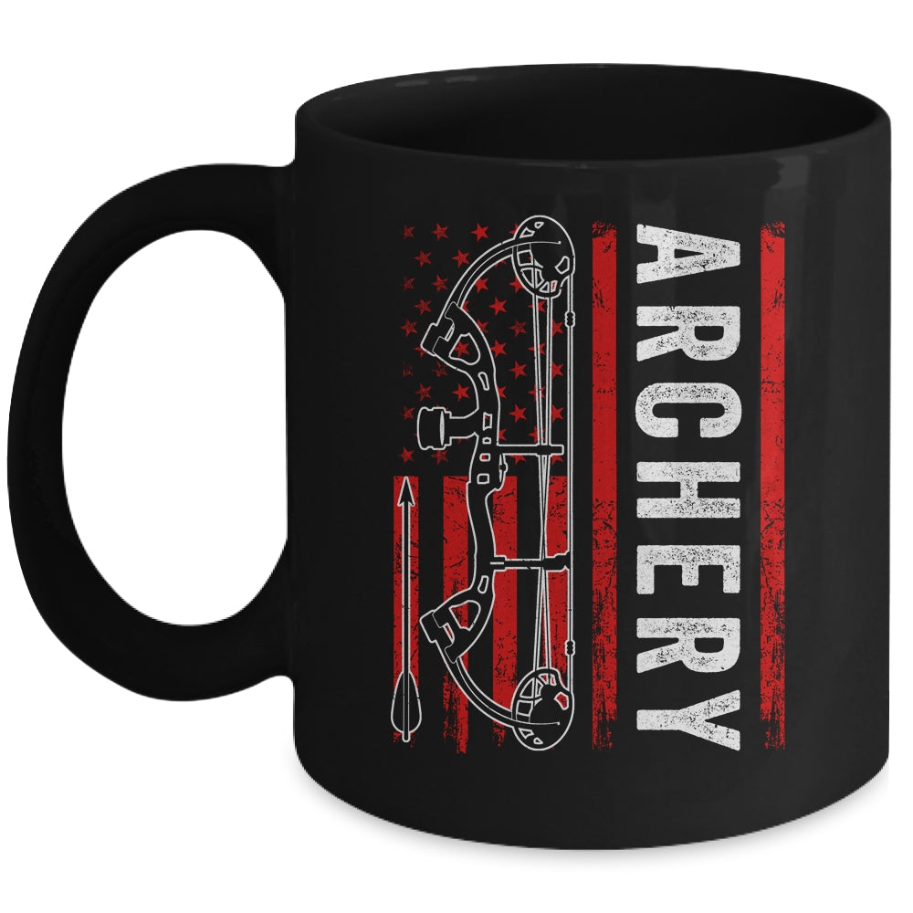 American Flag Archery For Men Bowhunting Bow Deer Hunting Mug | teecentury