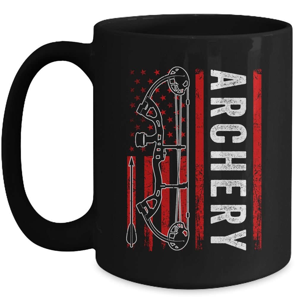 American Flag Archery For Men Bowhunting Bow Deer Hunting Mug | teecentury