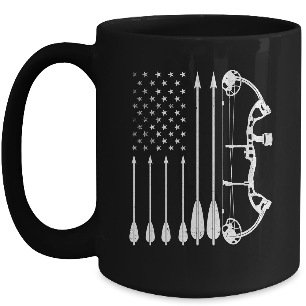 American Flag Bowhunting Bow Archery For Deer Hunter Hunting Mug | teecentury