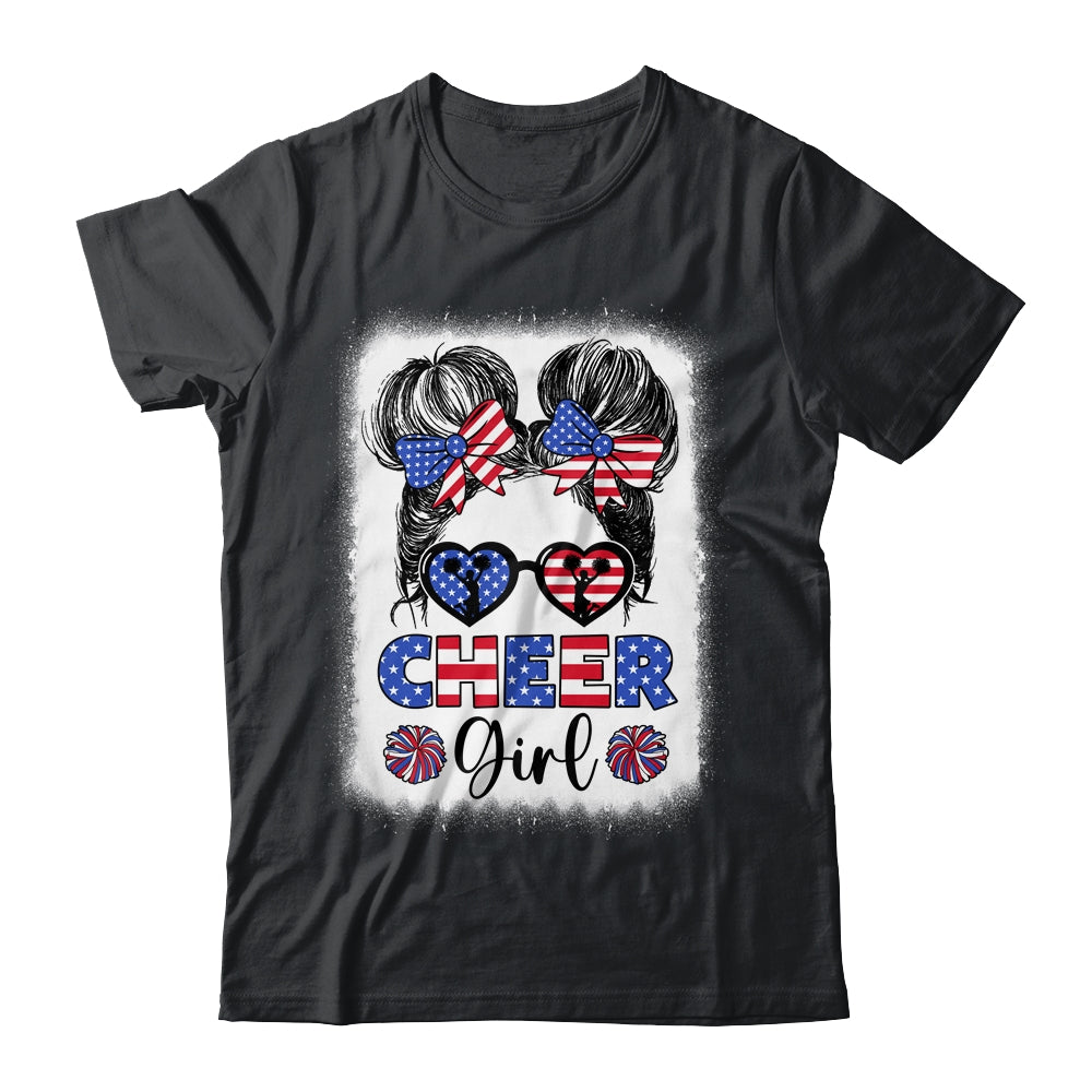 American Flag Cheer Girl 4th July USA Patriotic Cheerleader Shirt