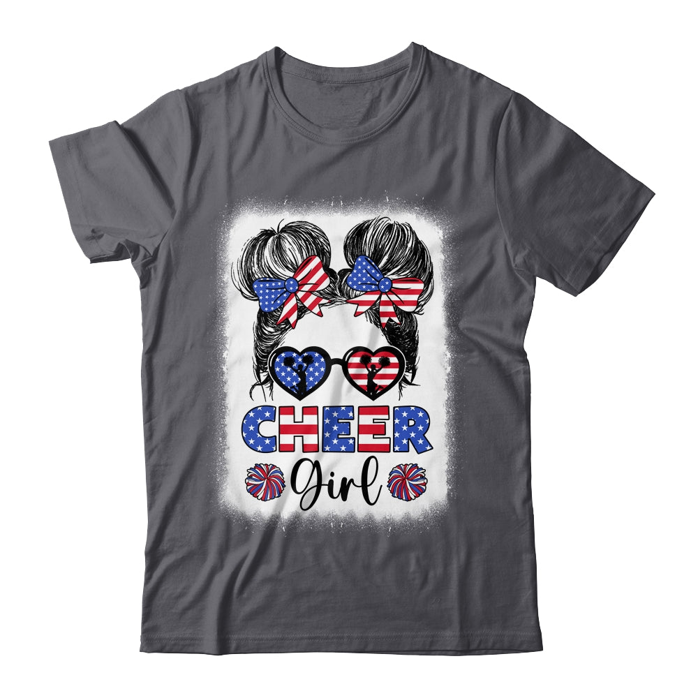 American Flag Cheer Girl 4th July USA Patriotic Cheerleader Shirt & Tank Top | teecentury