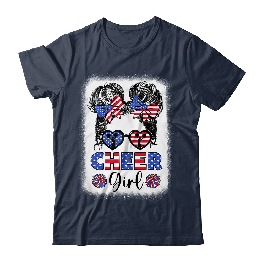 American Flag Cheer Girl 4th July USA Patriotic Cheerleader Shirt & Tank Top | teecentury