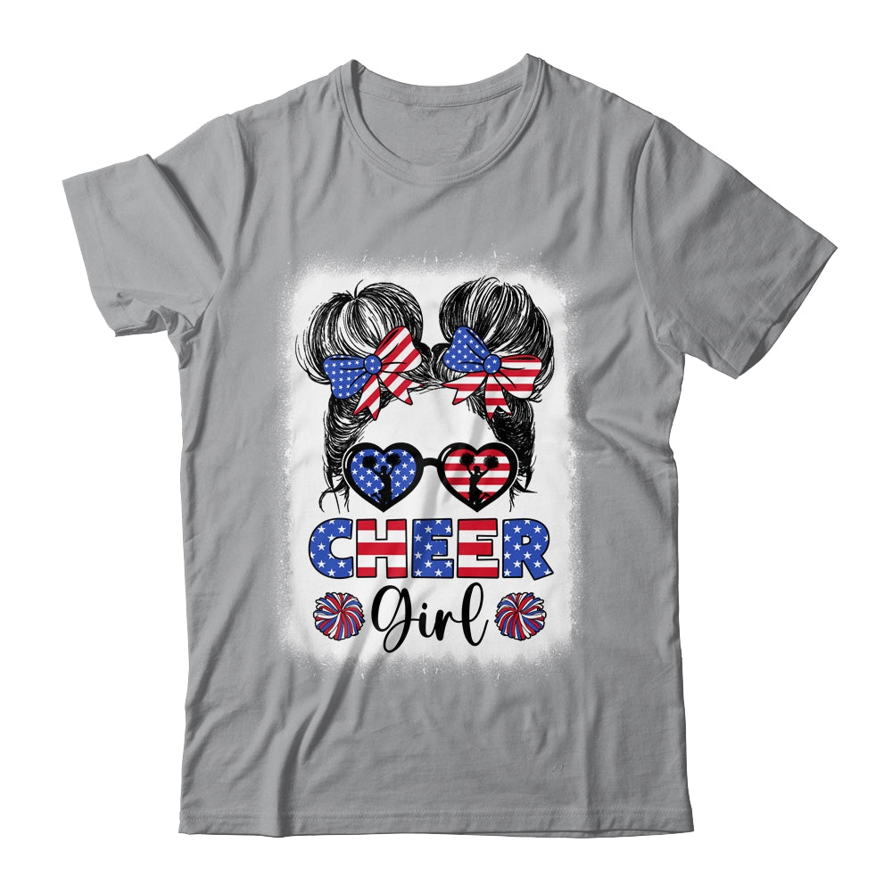 American Flag Cheer Girl 4th July USA Patriotic Cheerleader Shirt & Tank Top | teecentury