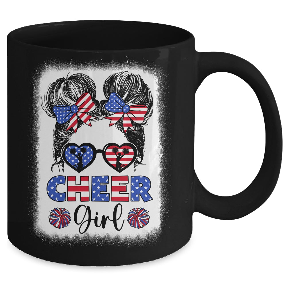 American Flag Cheer Girl 4th July USA Patriotic Cheerleader Mug | teecentury