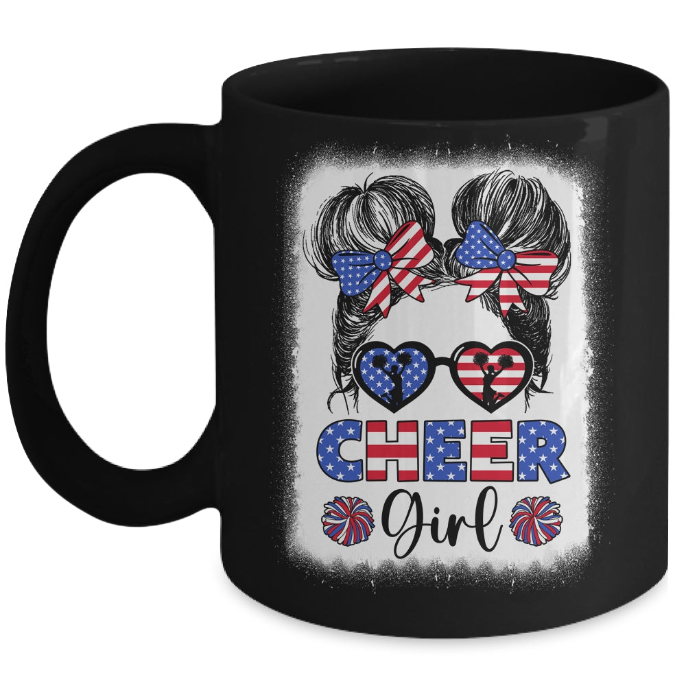 American Flag Cheer Girl 4th July USA Patriotic Cheerleader Mug | teecentury