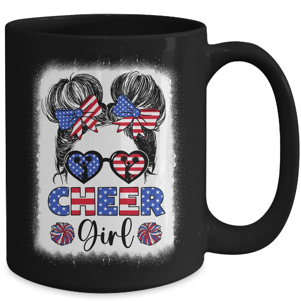 American Flag Cheer Girl 4th July USA Patriotic Cheerleader Mug | teecentury