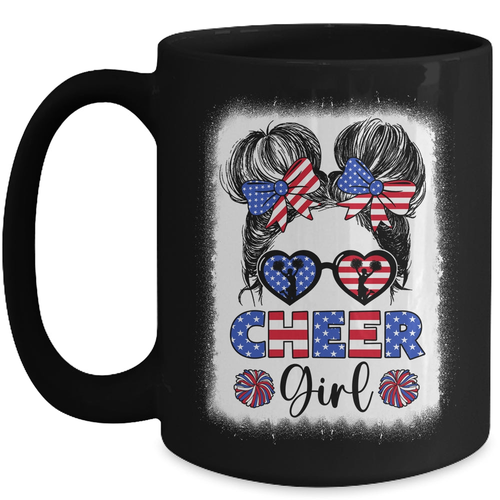 American Flag Cheer Girl 4th July USA Patriotic Cheerleader Mug | teecentury