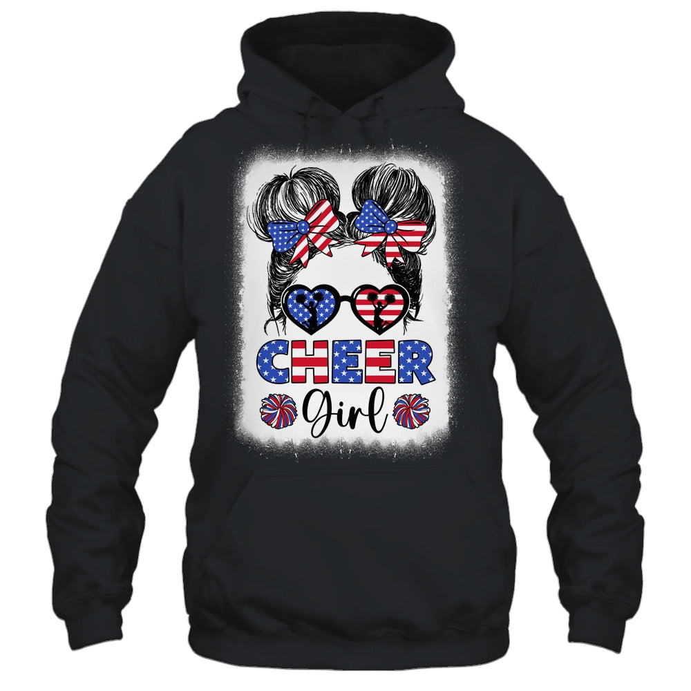 American Flag Cheer Girl 4th July USA Patriotic Cheerleader Shirt & Tank Top | teecentury