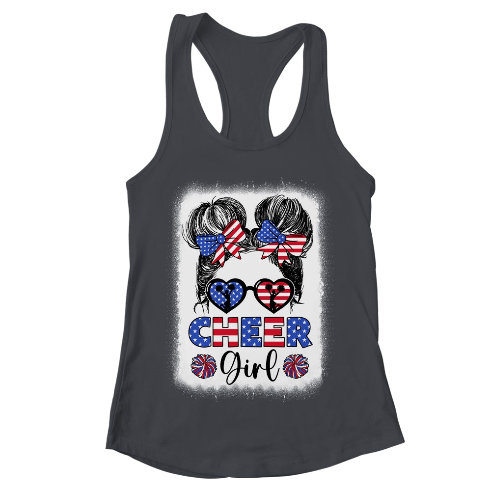 American Flag Cheer Girl 4th July USA Patriotic Cheerleader Shirt & Tank Top | teecentury