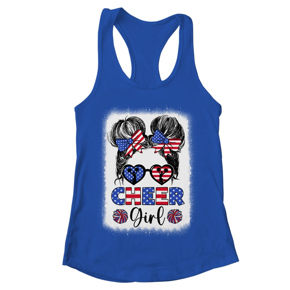 American Flag Cheer Girl 4th July USA Patriotic Cheerleader Shirt & Tank Top | teecentury