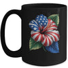 American Flag Hibiscus Flower Patriotic Floral 4th Of July Mug | teecentury