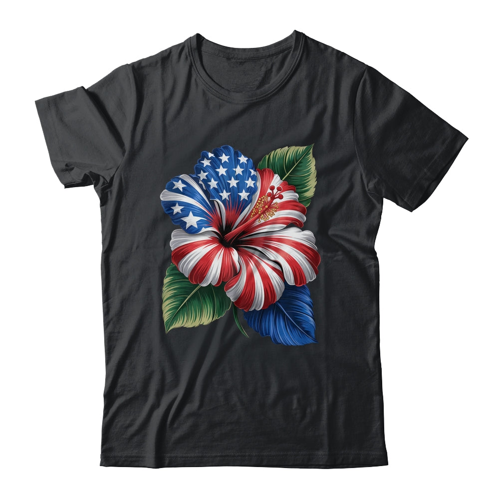 American Flag Hibiscus Flower Patriotic Floral 4th Of July Shirt & Tank Top | teecentury