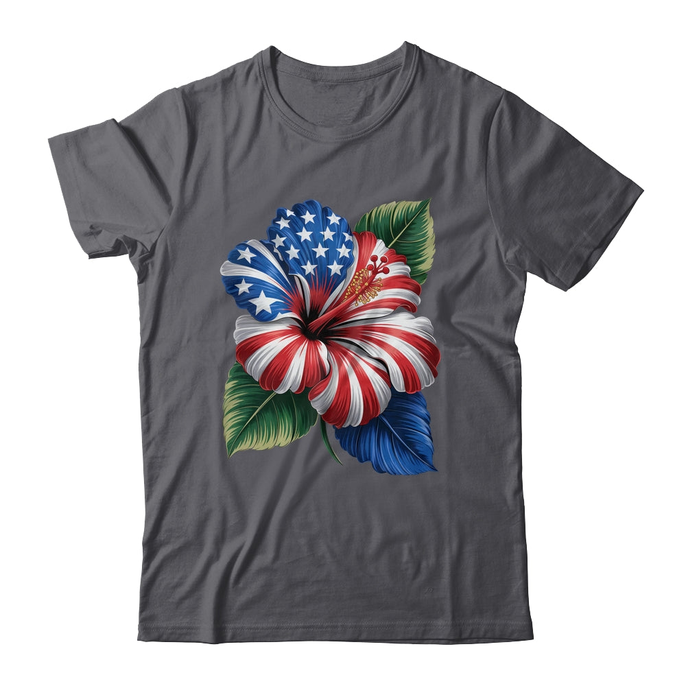 American Flag Hibiscus Flower Patriotic Floral 4th Of July Shirt & Tank Top | teecentury