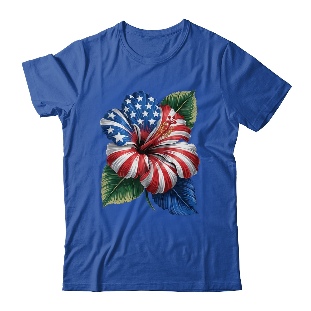 American Flag Hibiscus Flower Patriotic Floral 4th Of July Shirt & Tank Top | teecentury
