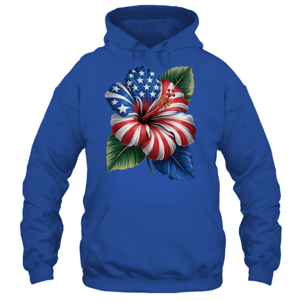 American Flag Hibiscus Flower Patriotic Floral 4th Of July Shirt & Tank Top | teecentury