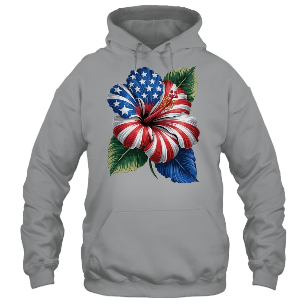 American Flag Hibiscus Flower Patriotic Floral 4th Of July Shirt & Tank Top | teecentury