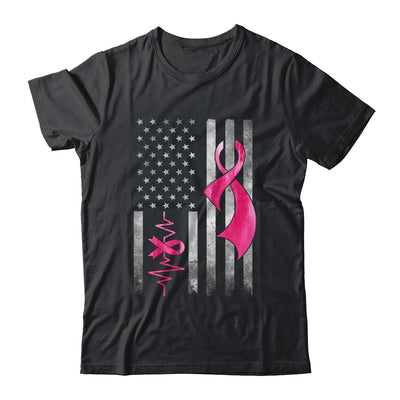 American Flag Pink Ribbon Breast Cancer Awareness Women Men Shirt & Hoodie | teecentury