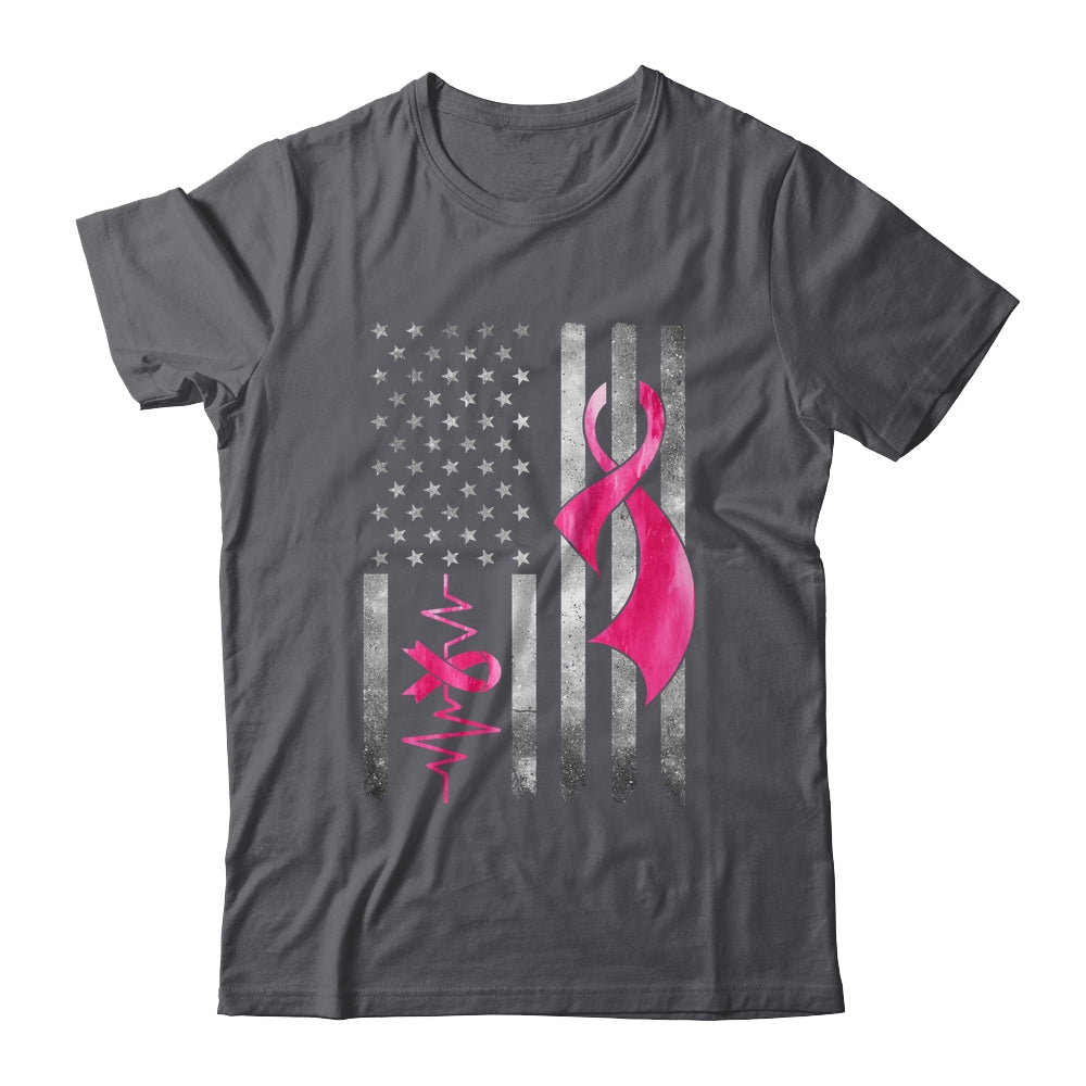American Flag Pink Ribbon Breast Cancer Awareness Women Men Shirt & Hoodie | teecentury