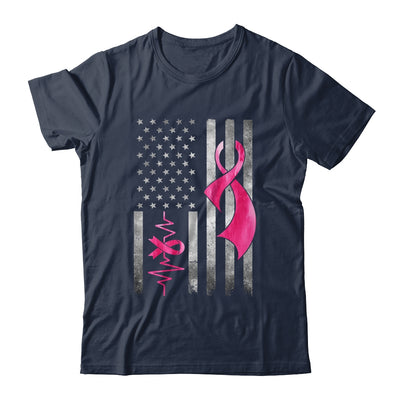 American Flag Pink Ribbon Breast Cancer Awareness Women Men Shirt & Hoodie | teecentury