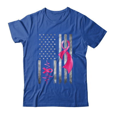 American Flag Pink Ribbon Breast Cancer Awareness Women Men Shirt & Hoodie | teecentury