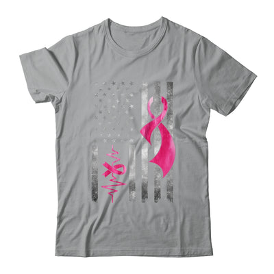 American Flag Pink Ribbon Breast Cancer Awareness Women Men Shirt & Hoodie | teecentury