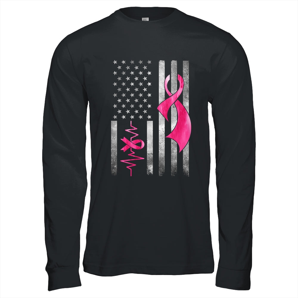 American Flag Pink Ribbon Breast Cancer Awareness Women Men Shirt & Hoodie | teecentury